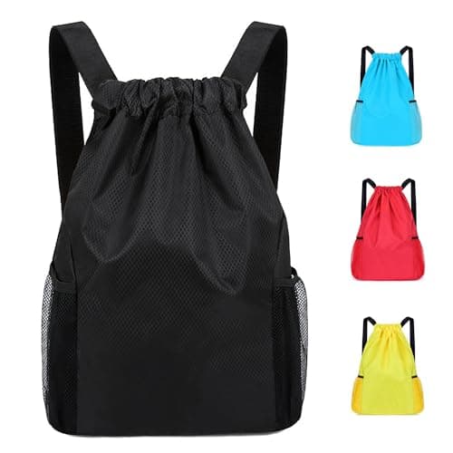 Image of Didiseen Drawstring Bag Waterproof Swim PE Bag Unisex Large Sports String Backpack Oxford Fabric Gym Sack for School Travel Swimming Holidays Climbing Hiking (50x44,Black)