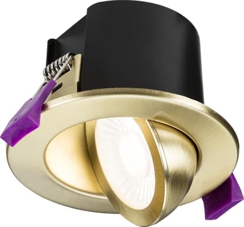 Image of Knightsbridge SpektroLED Evo Tilt - Fire Rated IP65 Downlight with 2 x Wattage and 4 x CCT - Brushed Brass