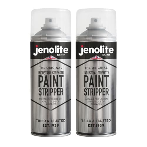 Image of JENOLITE Industrial Strength Paint Stripper Aerosol | Non-Drip Gel Formula | 2x400ml | Paint Remover and Varnish Stripper | Paint Stripper For Metal, Wood, Brick, Concrete