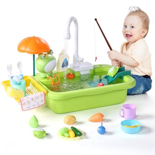 Image of Lavliy 3-8 Year Old Boy Gifts Play Sink with Running Water Play Table Mud Kitchen Role Play Toys for 3-8 Year Old Girls Gifts Play Kitchen Boys Toys Age 3-8 Toy Kitchen Toddler Kitchen Toy Sink