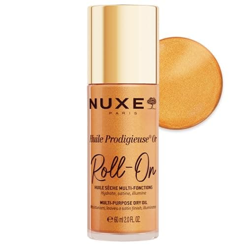 Image of Nuxe Huile Prodigieuse Shimmer Roll-On Dry Oil 60ml - Glowing Gold Dry Oil for Face, Body & Hair - Multi-Purpose Botanical Oil, Hydrating, Non-Greasy, Lightweight, Illuminating Finish