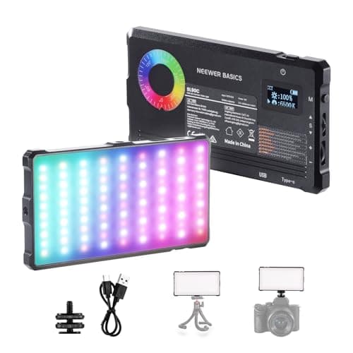 Image of NEEWER Basics RGB Video Light, 8W 2700K-7500K Portable Full RGB Colors 17 Scenes CRI97, 4000mAh Rechargeable Metal Small LED Camera Panel Lighting for DSLR Tripod Streaming Video Recording, SL90C