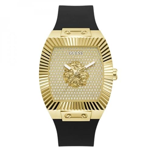 Image of Guess Phoenix GW1066G2 Men's Quartz Analogue Stainless Steel Watch 43 mm Black Silicone Strap 5 Bar Dial Colour Champion