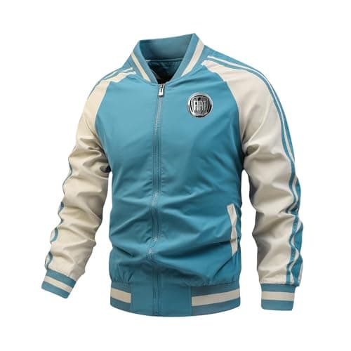 Image of KHAFVXTP Mens Summer Zip Bomber Jackets Italian Car Enthusiast, Full Zip Stand Collar Sports Jacket, Outdoor Top Outwear with Multi Pockets, jacket(Blue,M)