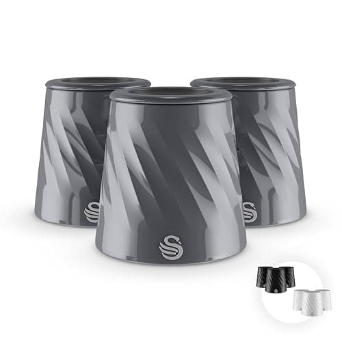 Image of Swan Windsor Set of 3 Canisters for Tea, Coffee and Sugar, Durable Iron Body Wipes Clean and Resists Scuffs, Viewing Lid, Each Canister is 1.3L, Grey, SWKA18538GRY