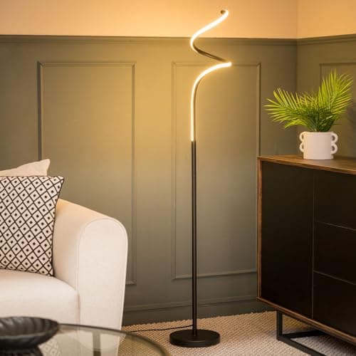 Image of ValueLights | Matt Black Single Spiral Twist Floor Lamp | Floor Lamps & Torchieres, Home Décor & Improvement Essential