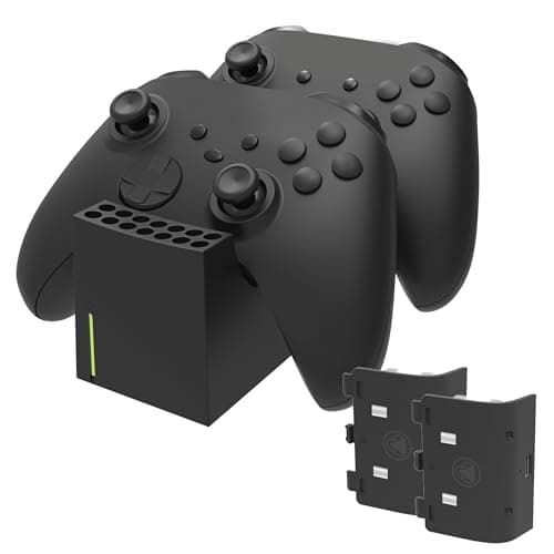 Image of snakebyte Xbox TWIN CHARGE SX - black - Xbox Series X Charging Station for Series X Controller, Charger for 2 Wireless Controllers, 2 Batteries Rechargeable 800mAh, LED Charge Status, Series X Design