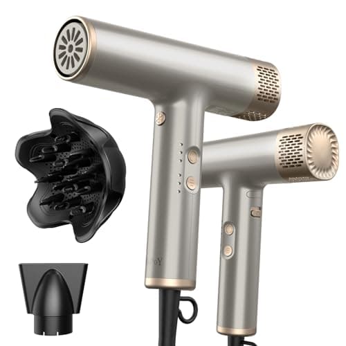 Image of YAPOY Professional Hair Dryer with Diffuser Fast Drying 200 Million Ionic Blow Dryer with 110, 000 RPM High-Speed No Heat Damage Intelligent Thermo-Control Low Noise - Silver