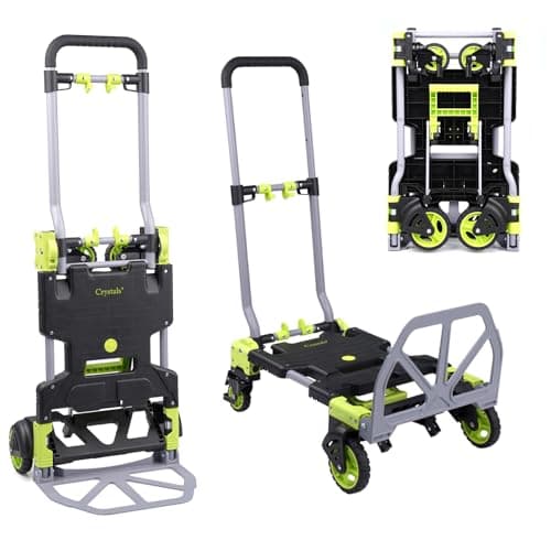 Image of Crystals 2-in-1 Folding Sack Truck & Platform Trolley – Heavy Duty Convertible Aluminium Hand Truck Dolly with 120kg/60kg Load Capacity for Home, Office, Warehouse, Garden & Outdoor Use (Design-1)