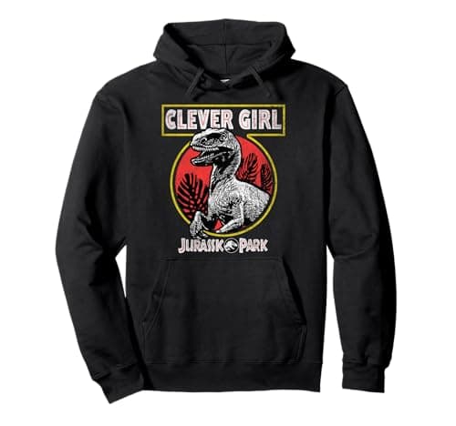 Image of Jurassic Park Clever Girl Raptor Roar Circle Logo Pullover Hoodie