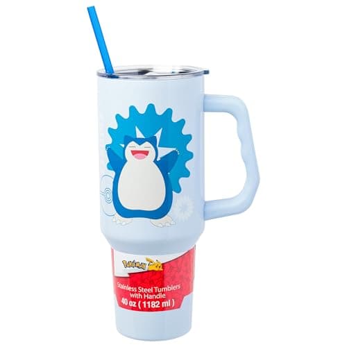 Image of Silver Buffalo Pokemon Snorlax Icon 40oz Stainless Steel Tumbler with Handle