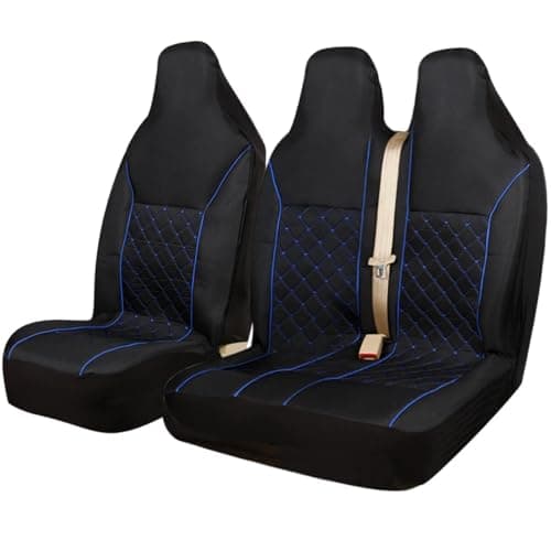 Image of OTOKEA For MAXUS DELIVER 9 - Front Seat Cover Set Semi Tailored, Quilted Black With Blue Quilted Design, Waterproof Durable Material, Airbag Friendly