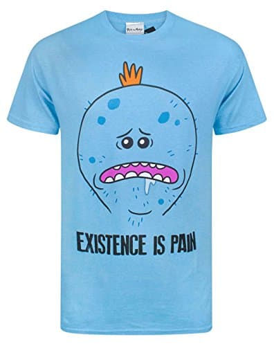 Image of RICK AND MORTY T-Shirt Mr Meeseeks Existence is Pain Character Blue Tee