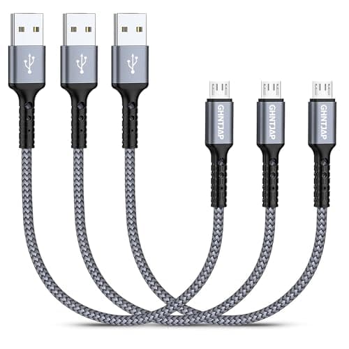 Image of GHNTJAP Micro USB Cable 0.3M 3 Pack, Short USB to Micro USB Android Charger Cable, Braided Android Charging Cord Compatible with Galaxy S7 S6 S5, Kindle, Xbox, PS4 Controller