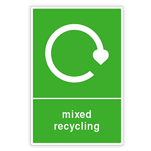 Image of Pack of 2 Mixed Recycling Stickers for Bins Self Adhesive (A6-150 x 100 mm) Waterproof Recycling Stickers for Bins Sara Prints®