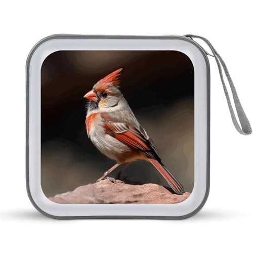 Image of QMNLKH CD Case 40 Capacity Hard Plastic DVD Case Holders Bird on Rock Disc Cases Torage Binder Wallet for Car Home Travel