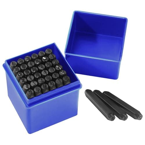 Image of Gueenky 36 Pcs Number and Letter Punch Set, 5mm Metal Stamping Tool Set, A-Z, 0-9, &, Letter Number and Symbols Stamp Punch for Stamping Metal Wood Plastic Leather
