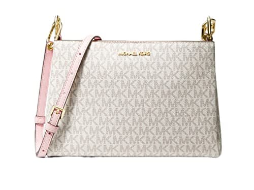 Image of Michael Kors Coated Canvas Crossbody Bag Purse Messenger Handbag Powder Blush