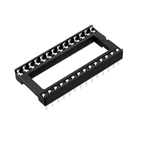 Image of sourcing map 20pcs DIP IC Chip Socket Adaptor Solder Type 2.54mm Pitch Dual Row 28 Flat Pin 15.24mm Row Pitch