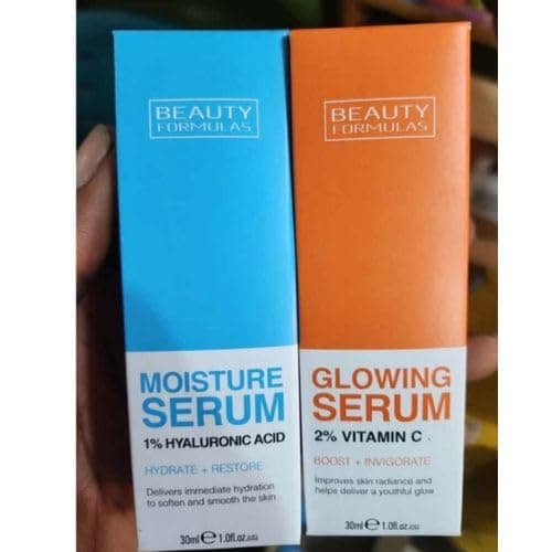 Image of Beauty Formulas Moisturising Hyaluronic Serum 30ml, Beauty Formulas Glowing Vitamin C Serum 30ml Pack of 2 items - Hyaluronic & Vitamin C serums