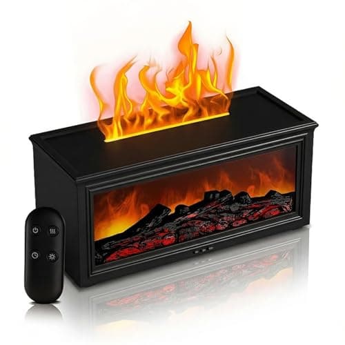 Image of Aeshory Fireplace Essential Oil Diffuser, 280ml Flame Aroma Diffusers with Remote Control, USB Aromatherapy Diffuser Mist Humidifier, 7 Colors Firelight, Auto Shut-Off, Timer, Black