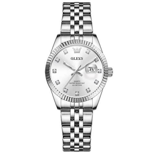 Image of OLEVS Womens Watch Diamond Fashion Dress Analog Quartz Ladies Watch Stainless Steel Waterproof Luminous Two Tone Wrist Watches for Women