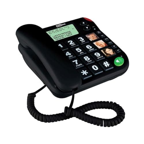 Image of Maxcom KXT480BB UK Fixed Line Big Button Corded Phone with LCD Display and Direct Photo Memory Buttons - Black