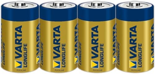 Image of VARTA Longlife D Mono LR20 Alkaline Batteries (4-pack) - Made in Germany - ideal for remote controls, radios, alarm clocks and clocks