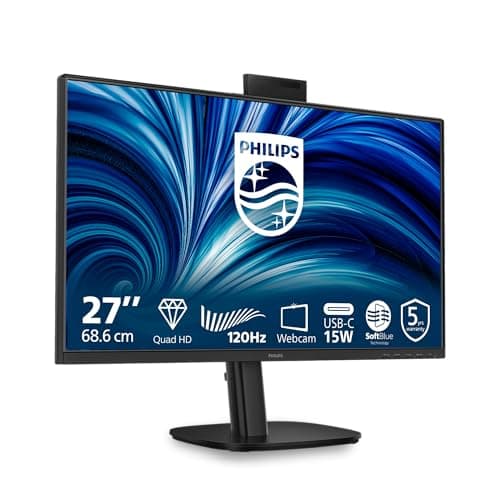 Image of Philips 27B2N3500JH 27 inch WQHD Monitor 120Hz, IPS Panel, 4ms GtG, Adaptive Sync, Height Adjustment, Web cam, Speakers, (2560x1440 HDMI 2x 2.1 TMDS DP 1x 1.2 USB Hub) Black