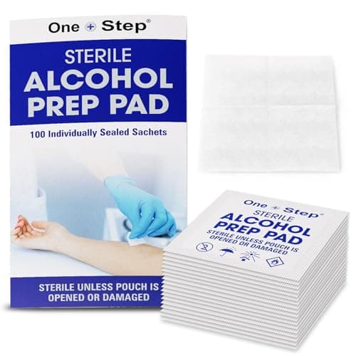 Image of One Step 70% Isopropyl Alcohol Wipes – 100 Medical Pads – Individually Wrapped Sterile Wipes – Alcohol Wipes for Cleaning, Disinfection, Pre-Injection – Portable Antiseptic Wipes for On-the-Go Use