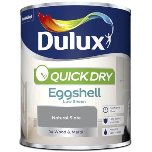 Image of DRW Natural Slate Quick Drying Eggshell Paint 750ml | Interior Wood and Metal Paint | Durable Low Sheen Finish | Fast Drying Trim Paint for Doors Skirting Boards and Furniture