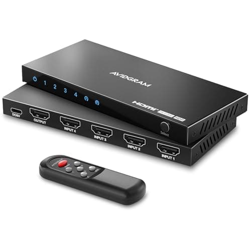 Image of HDMI 2.1 Switch 4 In 1 Out 8K 60Hz 4:4:4, AVIDGRAM Switcher 4 Port with IR Remote, 4K 120Hz Auto Selector Box Hub Support 48Gbps, Compatible with Xbox Series X, PS4 Pro, PS5, UHD TV, Monitor