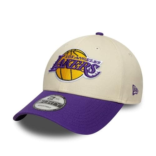 Image of New Era Los Angeles Lakers NBA Colour Block 9Forty Cap Beige Purple