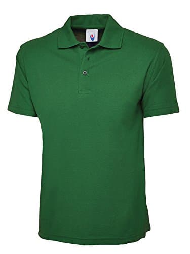 Image of Mens & Womens Classic Polo Shirt Short Sleeve Plain Tee Top Casual Work Sports (S, Kelly Green)