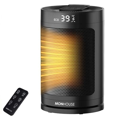 Image of MONHOUSE Electric Heater - Energy Efficient PTC Ceramic, Silent Portable Heater with LED Display, Remote Control, Overheat Protection, Smart Thermostat, 1-12HR Timer - Ideal for Office, Home, Bedroom