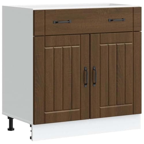 Image of vidaXL Kitchen Base Cabinet - Engineered Wood - Lucca Brown Oak - Adjustable - Storage for Kitchen & Dining