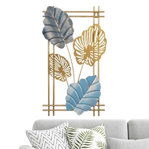 Image of Leaf Wall Art - Golden Metal 3D Wall Art | Multifunctional for Bedroom, Elegant Wall Decoration for Living Room, Hotel, Hallway