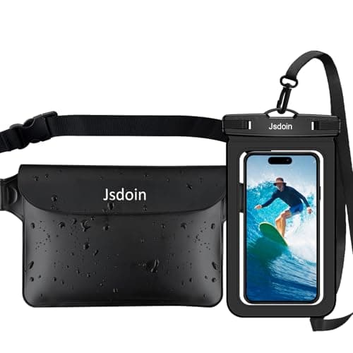 Image of Jsdoin Waterproof Pouch Bag +Waterproof Phone Pouch, Dry Bags Waterproof bag with Adjustable Strap, IPX8 Phone Case for Swimming Travel Beach Trip Snorkelling Kayaking -holiday essentials Black