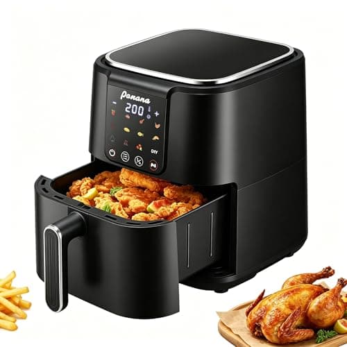 Image of Panana 6L Large Family Size Air Fryer, Digital Touch Screen Air Fryer with Upgraded 360° Air Circulation, Non-Stick Dishwasher Safe Drawer, Healthy Low Oil Free Multi Cooker For UK Household Kitchen