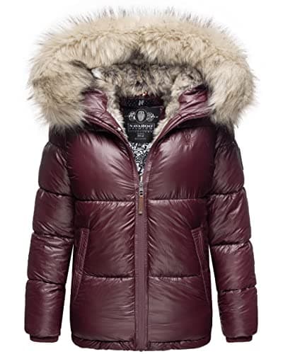 Image of Navahoo Women's Winter Jacket Quilted Jacket with Faux Fur Hood Tikunaa XS-XL, wine red, XS