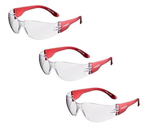 Image of voltX 3 x GRAFTER’ Lightweight Industrial Safety Glasses, UKCA & CE EN166f Certified/Cycling Safety Glasses (Clear Lens) Anti-fog and Anti-scratch, UV400 lens protection.