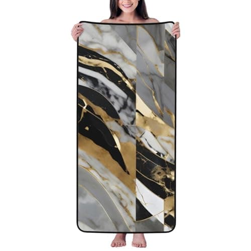 Image of AYYQWE Luxury Marble Print Coral Velvet Bath Towel For Home Bathroom Spa Beach Travel Holidays Daily Use