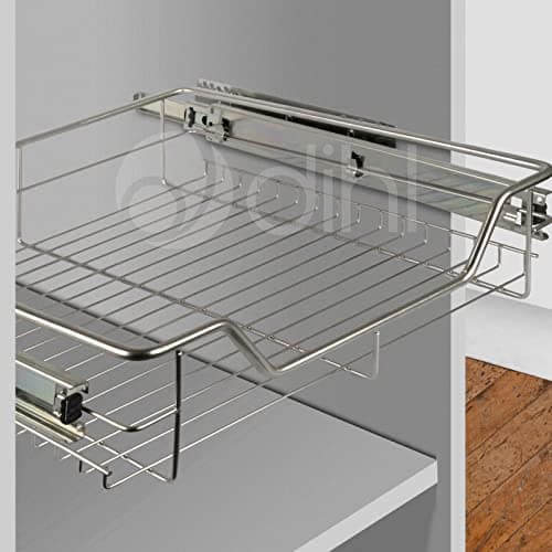 Image of 3 x 600mm Pull Out Chrome Wire Basket Drawers for Kitchen Cabinets Cupboards