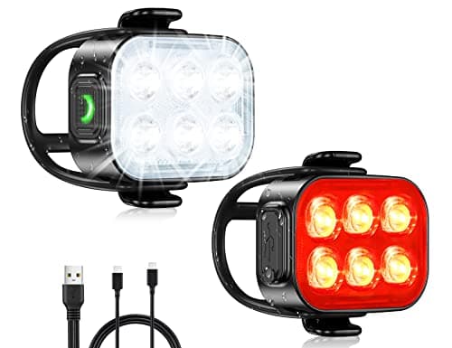 Image of Glangeh Bike Lights Ultra Slim, Rechargeable Bicycle Lights Front and Rear, 4+6 Modes Bike Light, Waterproof IP65 Cycle Lights for Road Safety, 1.5 Hrs Fast Charging Bike Light Cycling Headlights Set