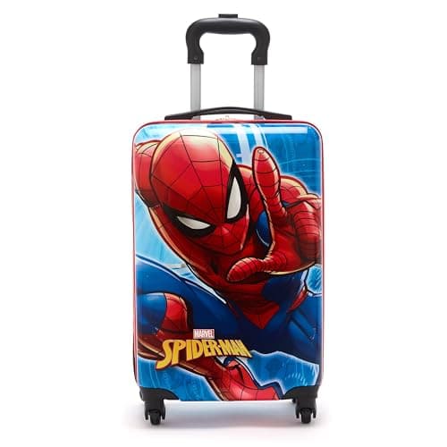 Image of Disney Store Official Spider-Man Suitcase, 31x21x53cm, Blue and Red Luggage for Kids, with Telescopic Handle, Multi-Directional Wheels & Interior Pocket