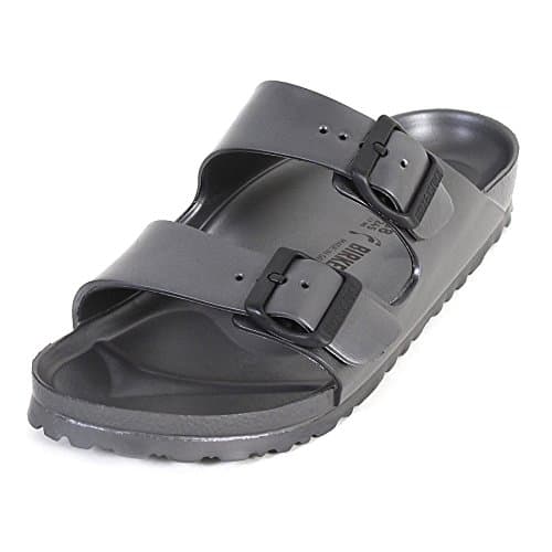 Image of Birkenstock Unisex Arizona Essentials EVA Metallic Anthracite Sandals - 40 Narrow EU, Anthracite, 40 / US Women 9-9.5, Men 7-7.5