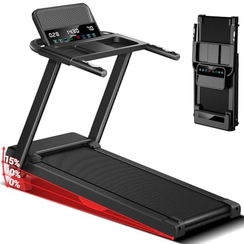 Image of UMAY Treadmill for Home with 15% Incline, 2.5HP Silent Motorised folding treadmill, 14km/h High Speed Electric Running Machine, 136kg Max Weight, Shock Absorption, Space Saving