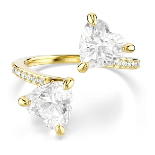 Image of Swarovski Mesmera Attract open ring, Heart cut, White, Gold-tone plated