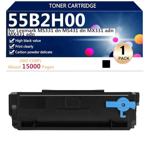 Image of High Capacity Toner Cartridge Compatible 55B2H00 for Lexmark MS331 dn MS431 dn MX331 adn MX431 adn Printer, Smooth Printing,Black