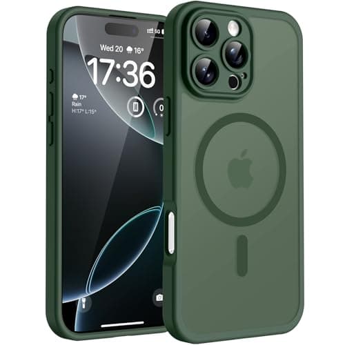 Image of TOCOL Magnetic Only for iPhone 16 Pro Case 6.3-Inch, Fit for MagSafe, Upgraded [Full Camera Protection], [14FT Military Grade Drop Tested] Shockproof Translucent Matte Back 16 Pro (Alpine Green)